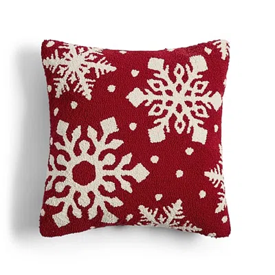North Pole Trading Co . Snowflake Holiday Square Throw Pillow In Red
