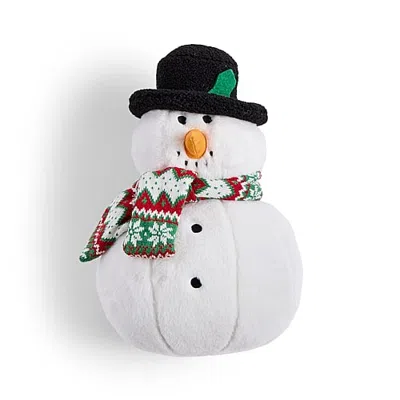 North Pole Trading Co . Snowman Holiday Figural Throw Pillow In White
