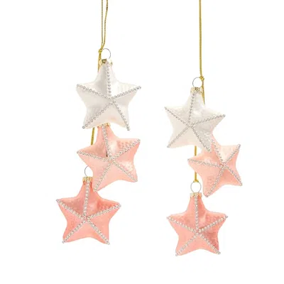North Pole Trading Co . Starfish Dangle Pink 2-pc. Christmas Ornament