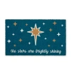 North Pole Trading Co . Stars Indoor Outdoor Rectangular Doormat In Blue