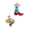 North Pole Trading Co . Texas And Boot Set 2-pc. Christmas Ornament In Blue