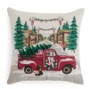 North Pole Trading Co . Truck Dog Square Throw Pillow In White