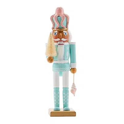North Pole Trading Co . Wood Christmas Nutcracker In Blue