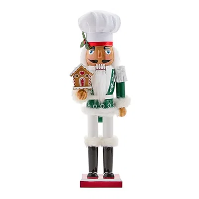 North Pole Trading Co . Wood Christmas Nutcracker In White