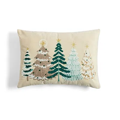North Pole Trading Co . Woodland Trees Holiday Oblong Throw Pillow In Green
