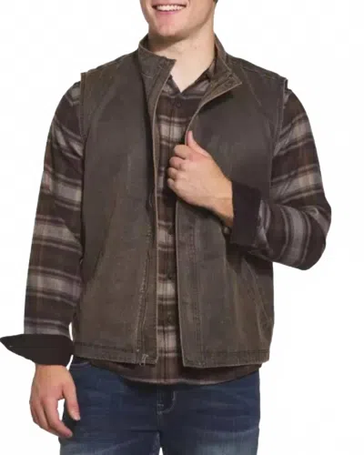 North River Cotton Suede Full Zip Vest In Leather In Brown
