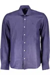 North Sails Blue Linen Men Shirt In Blue