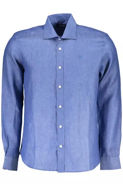North Sails Long-sleeve Linen Shirt In Blue