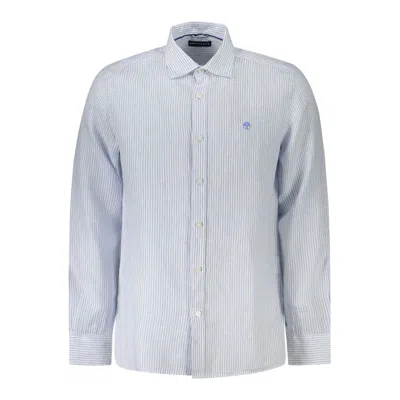 North Sails Blue Linen Men Shirt In Multi
