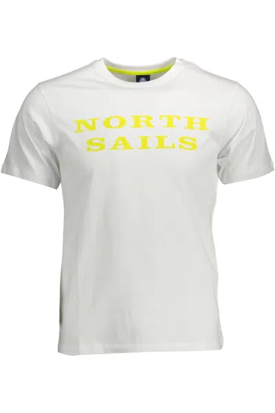 North Sails Classic White Round Neck Tee With Logo Print