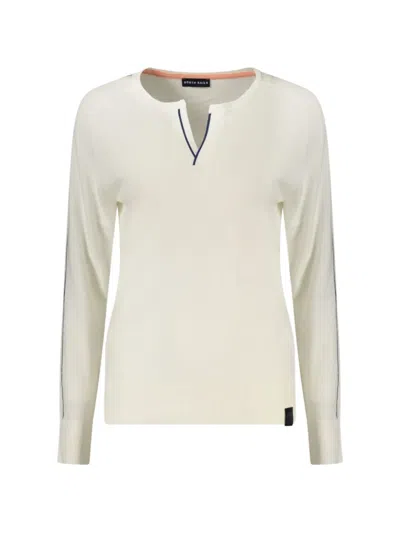North Sails Contrast-trim V-neck Sweater In White