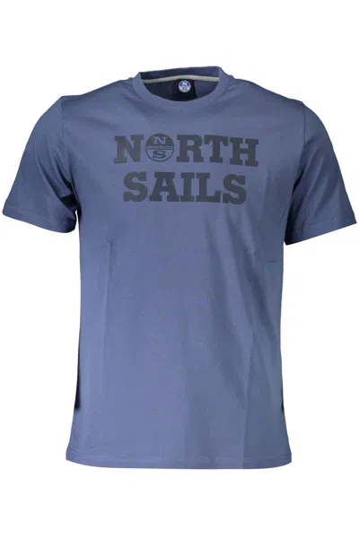 North Sails Blue Cotton Crew Neck Tee With Print