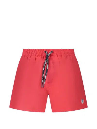 North Sails Drawstring-waist Logo-patch Swim Shorts In Red