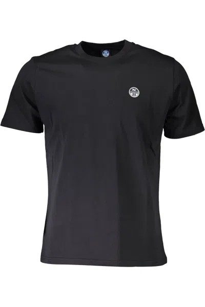 North Sails Elegant Black Cotton Tee With Logo Applique