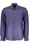 North Sails Blue Linen Men Shirt In Blue