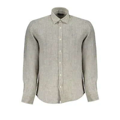 North Sails Long-sleeved Linen Shirt In Gray