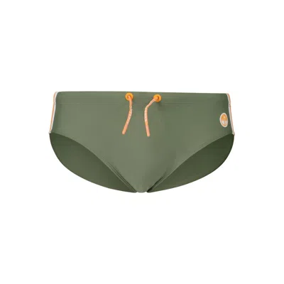 North Sails Side-stripe Drawstring Swim Briefs In Green