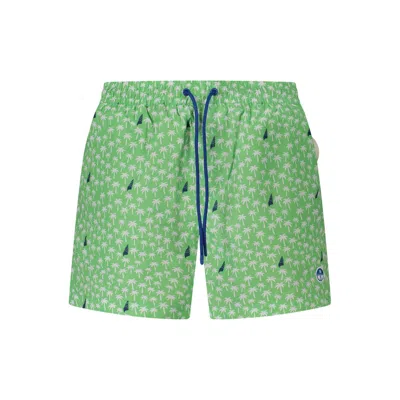North Sails Palm Tree Shell-print Swim Shorts In Green