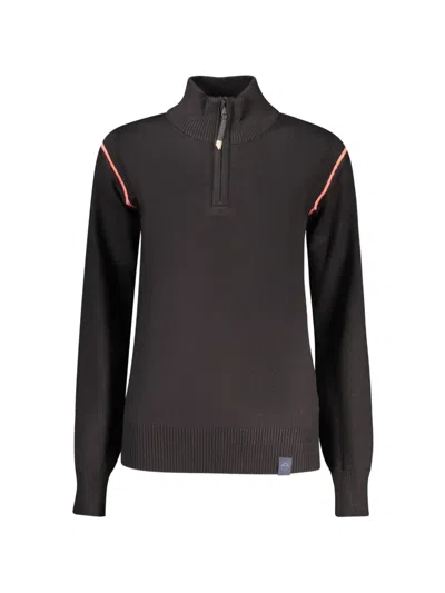 North Sails Half-zip Contrast-piping Sweater In Black