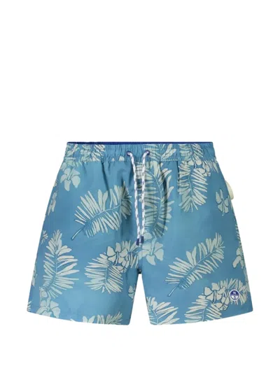 North Sails Leaf-print Swim Shorts In Blue
