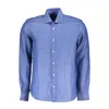 North Sails Blue Linen Men Shirt In Blue