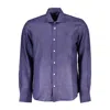 North Sails Blue Linen Men Shirt In Blue