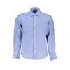 North Sails Light Blue Linen Men Shirt In Blue