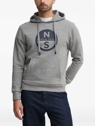 North Sails Logo Hooded Knitwear In Gray
