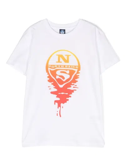 North Sails Kids' Logo-print Cotton T-shirt In White