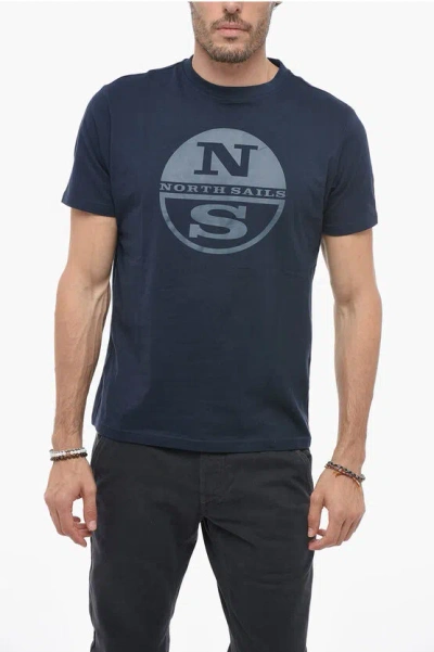 North Sails Logo Print Short Sleeved T-shirt In Blue