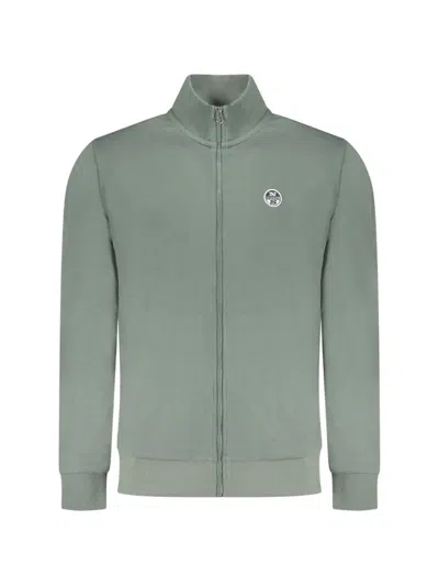 North Sails Logo Zip-up Sweater In Green