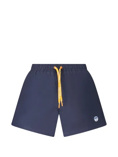 North Sails Logo-patch Drawstring Swim Shorts In Blue