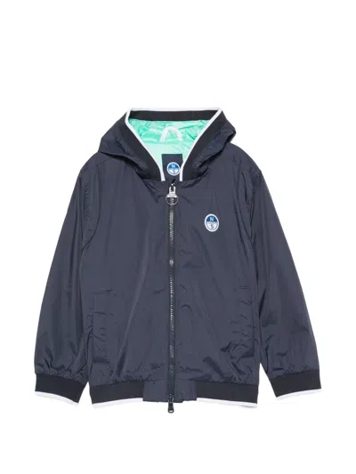 North Sails Kids' Logo-patch Hooded Jacket In Blue