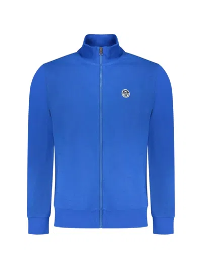 North Sails Logo-patch Zip-up Sweater In Blue