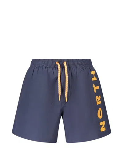 North Sails Logo-print Drawstring Swim Shorts In Blue
