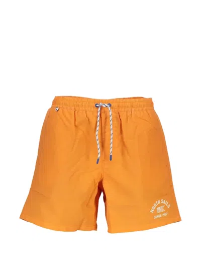 North Sails Logo-print Drawstring Swim Shorts In Orange
