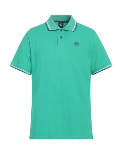 North Sails Man Polo Shirt Green Size M Cotton In Blue