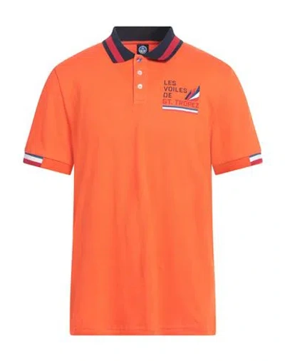 North Sails Man Polo Shirt Orange Size Xl Cotton, Elastane