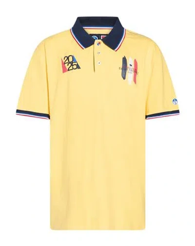North Sails Man Polo Shirt Yellow Size 3xl Cotton, Elastane