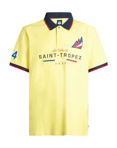 North Sails Man Polo Shirt Yellow Size Xl Cotton, Elastane