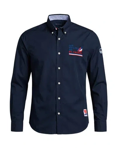 North Sails Man Shirt Midnight Blue Size Xxs Cotton In Multi