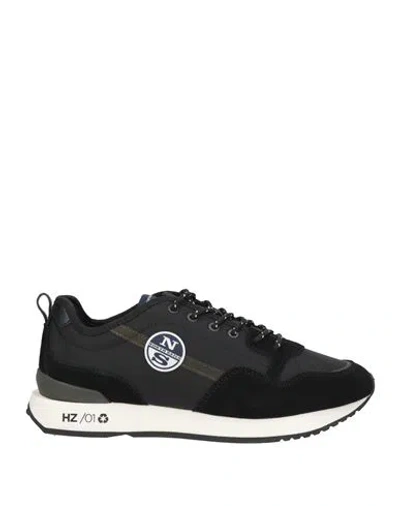 North Sails Man Sneakers Black Size 7.5 Leather, Textile Fibers