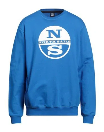 North Sails Man Sweatshirt Azure Size Xs Cotton In Blue