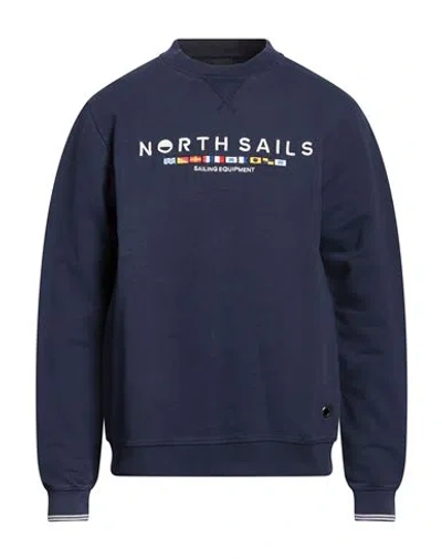 North Sails Man Sweatshirt Navy Size Xxl Cotton In Blue
