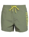 North Sails Man Swim Trunks Military Green Size Xs Cotton, Polyamide In Green