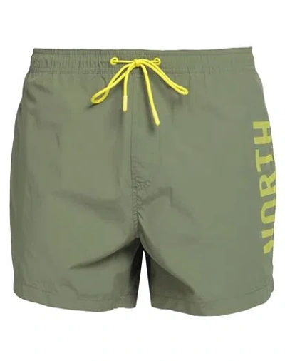 North Sails Man Swim Trunks Military Green Size Xs Cotton, Polyamide
