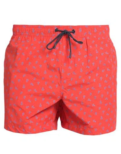 North Sails Man Swim Trunks Tomato Red Size Xxxs Cotton, Polyamide