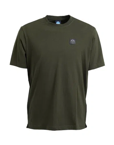 North Sails Man T-shirt Dark Green Size S Cotton, Elastane