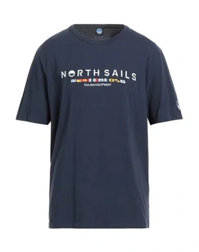 North Sails Man T-shirt Navy Size M Cotton In Blue