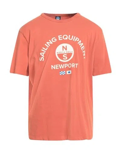 North Sails Man T-shirt Orange Size L Cotton
